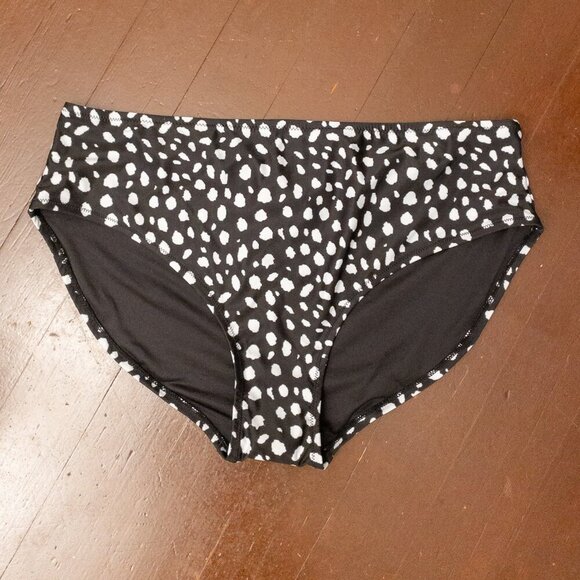 Black & White Dot High-Waisted Swim Bottom 2X Plus Size - Picture 1 of 3